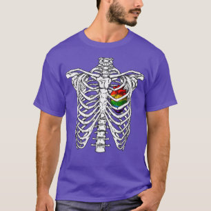T-shirt Drapeau LGBT Squelette Arc-en-ciel Coeur Squelette