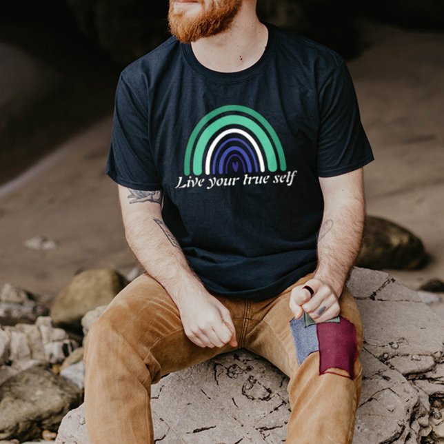 T-shirt Drapeau LGBTQ Gay Man : Vivez votre vrai moi (Créateur téléchargé)