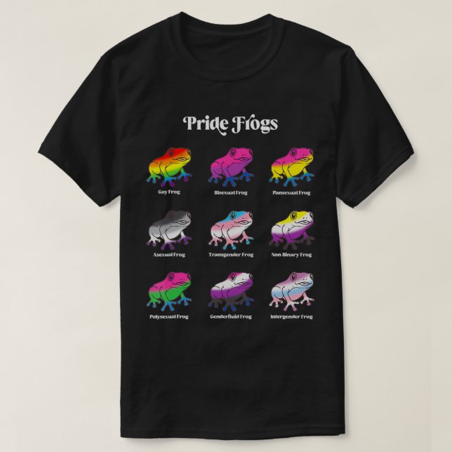 T-shirt Drapeau LGBTQ Kawaii Pride Frogs Gay Trans non bin (Design devant)