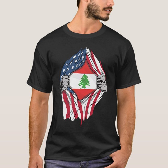 T-shirt Drapeau libanais de sang en moi Liban (Devant)