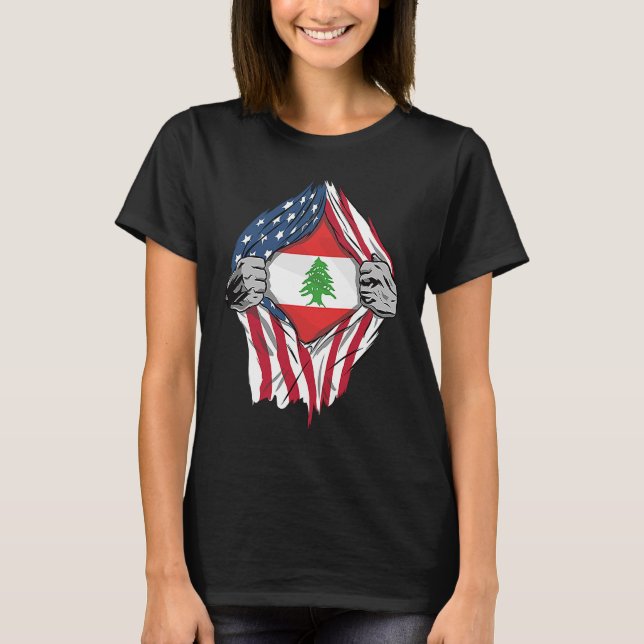 T-shirt Drapeau libanais de sang en moi Liban (Devant)