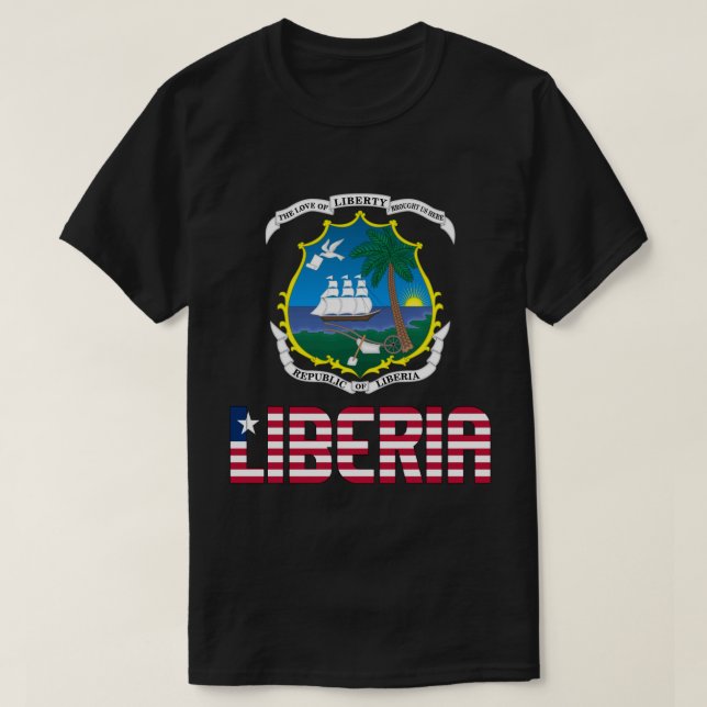 T-shirt Drapeau libérien et blason patriotique (Design devant)