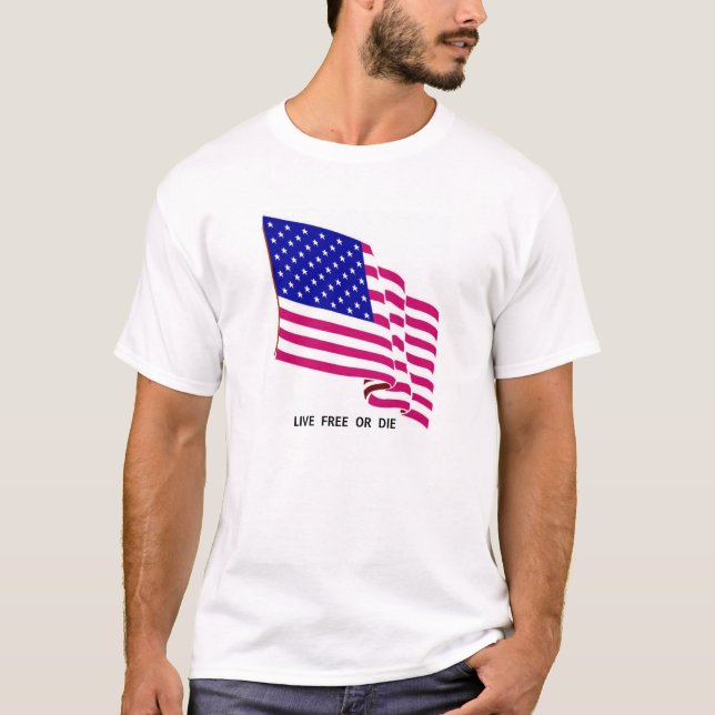 T-shirt Drapeau libre vivant des USA (Devant)