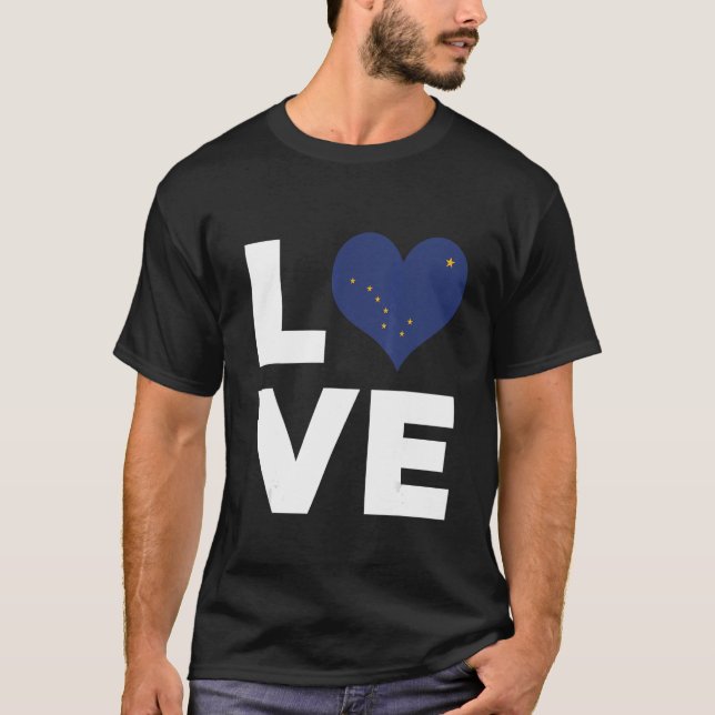 T-shirt Drapeau Love Alaska State (Devant)