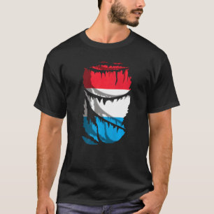 T-shirt Drapeau Luxembourg Avec Effet Tissu Cassé Ou Déchi