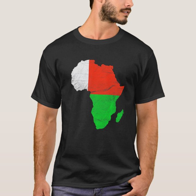 T-shirt Drapeau Madagascar Afrique Continent Silhouette Ca (Devant)