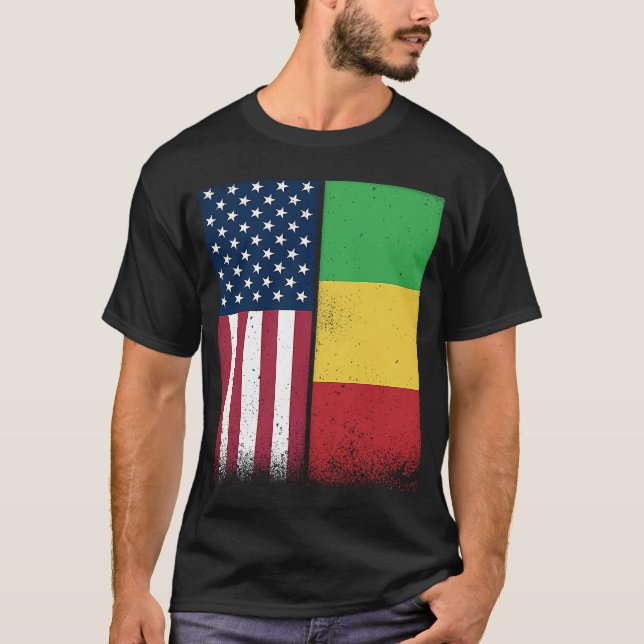 T-shirt Drapeau Malien États-Unis Et Mali Drapeaux Fiers M (Devant)