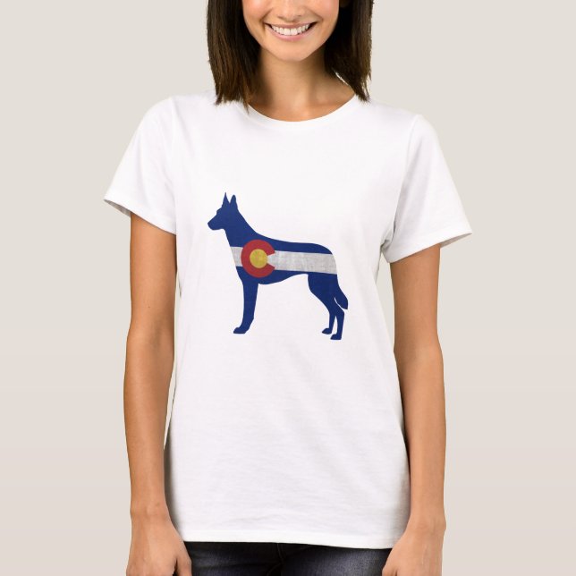T-shirt Drapeau Malinois Belge Colorado Silhouette (Devant)