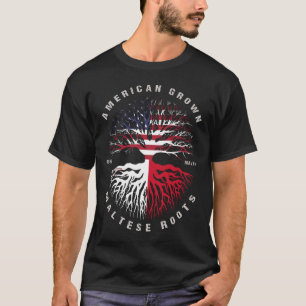 T-shirt Drapeau Malte, racines maltaises croissantes améri