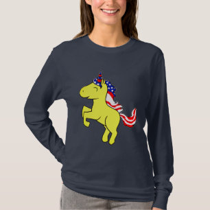 T-shirt Drapeau Mane caricature Unicorn Yellow Patriotic U