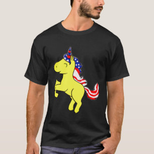 T-shirt Drapeau Mane caricature Unicorn Yellow Patriotic U