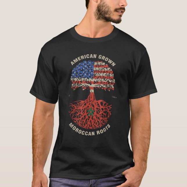 T-shirt Drapeau marocain américain (Devant)