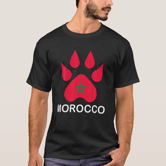 T-shirt Drapeau Marocain Américain Maroc Soccer Supp (Devant)