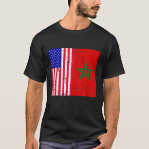 T-shirt Drapeau Marocain Américain Maroc Soccer Supp
