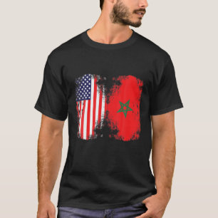 T-shirt Drapeau Marocain Américain Maroc Soccer Supp