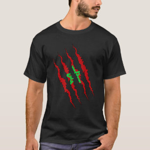 T-shirt Drapeau Marocain Atlas Scratère Lion Pour Hommes E