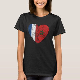 T-shirt Drapeau marocain hollandais Coeur Pays-Bas Maroc D