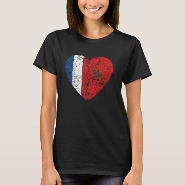 T-shirt Drapeau marocain hollandais Coeur Pays-Bas Maroc D (Devant)
