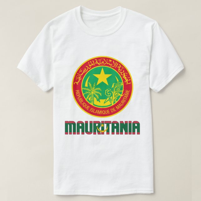 T-shirt Drapeau mauritanien et blason Patriotique (Design devant)