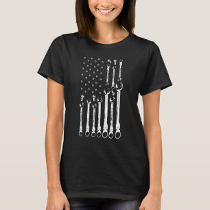 T-shirt Drapeau Mécanique Patriotique American Car Mécaniq