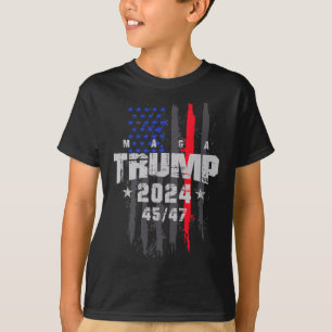 T-shirt Drapeau Mega Us Trump 45-47 Élection Présidentiell