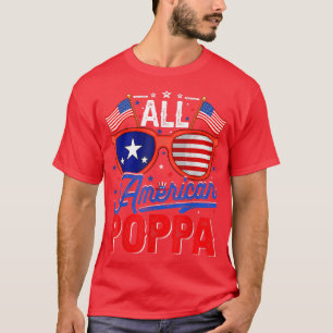 T-shirt Drapeau Mens All American Poppa 4 juillet USA Sung