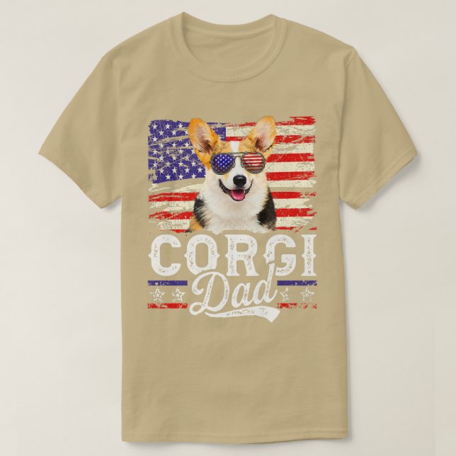 T-shirt Drapeau Mens Corgi Papa Usa Fête des pères patriot (Design devant)