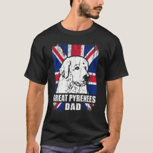 T-shirt Drapeau Mens Great Pyrenees Papa Cool Uk Drapeau V
