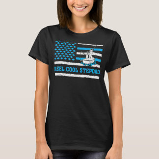 T-shirt Drapeau Mens Reel Cool Stepdad Usa Drapeau Pêche S