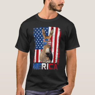 T-shirt Drapeau Merica Donkey & Usa Patriotic Farmer 4ème
