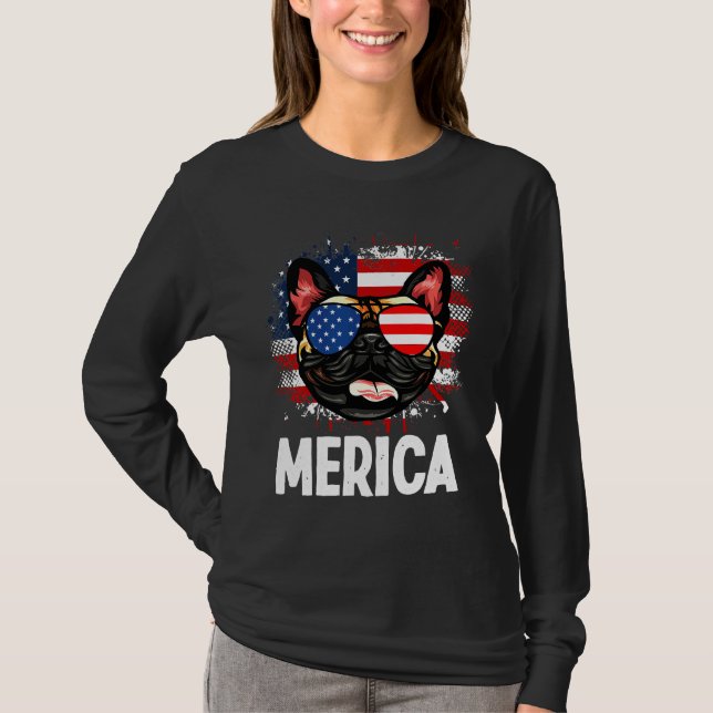T-shirt Drapeau Merica French Bulldog 66 (Devant)