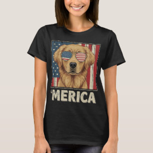 T-shirt Drapeau 'Merica Retriever doré vintage