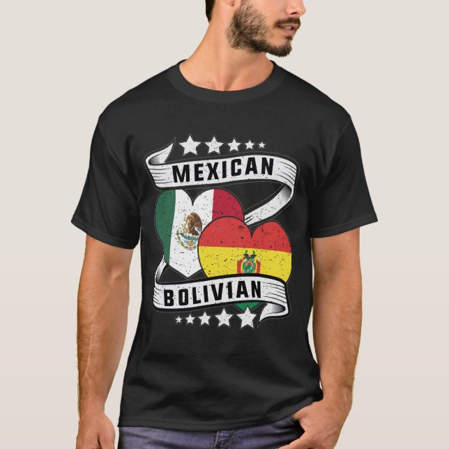 T-shirt Drapeau Mexicain Et Bolivien (Devant)