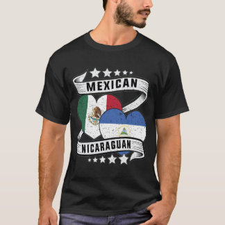 T-shirt Drapeau Mexicain Et Nicaragua