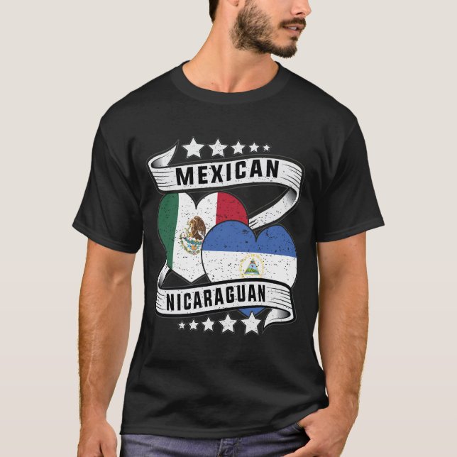 T-shirt Drapeau Mexicain Et Nicaragua (Devant)