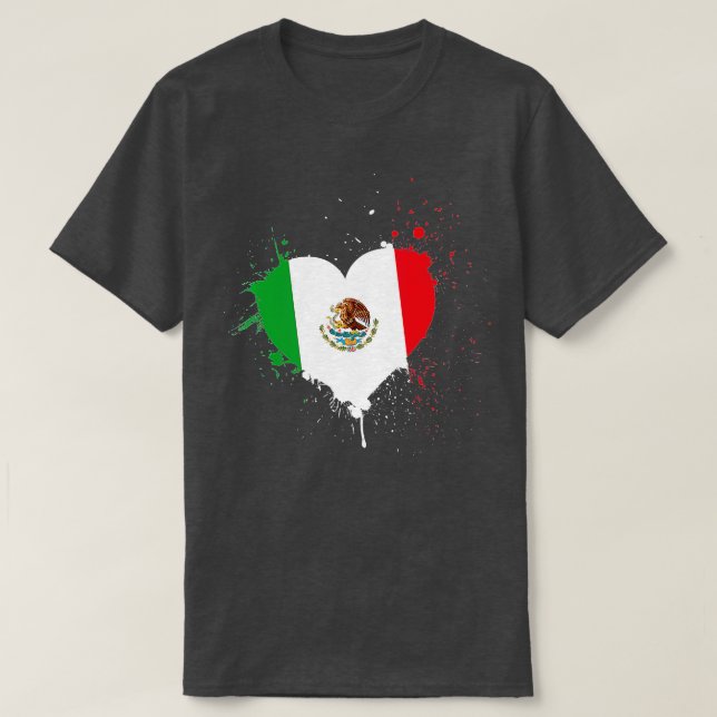 T-shirt Drapeau mexicain Heart Viva Mexique (Design devant)