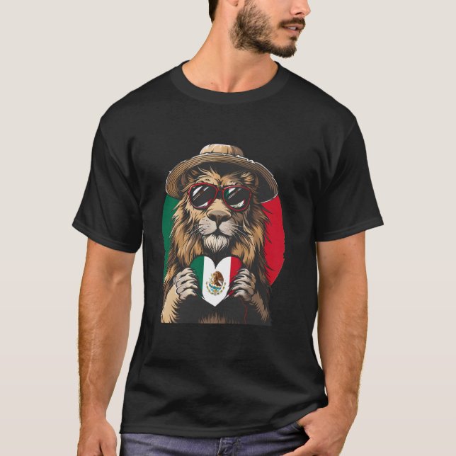 T-shirt Drapeau mexicain Mexique Lion Roches mexicaines Me (Devant)