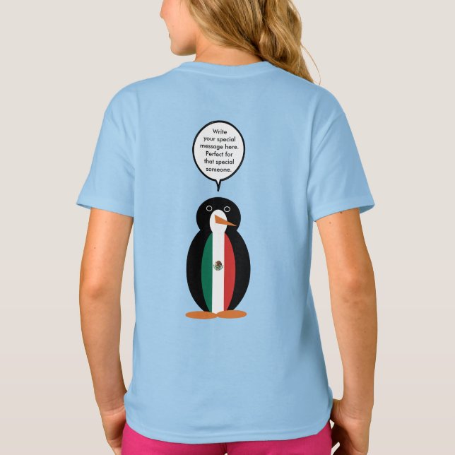 T-shirt Drapeau Mexicain Ms Penguin Filles Parle (Dos)