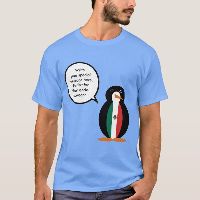 T-shirt Drapeau mexicain parlant de Mme Penguin Homme (Devant)