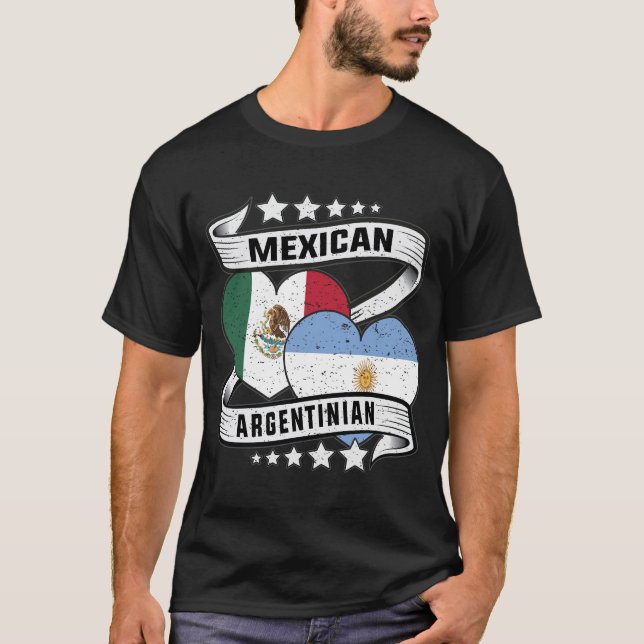 T-shirt Drapeau Mexique Argentine moitié mexicain argentin (Devant)