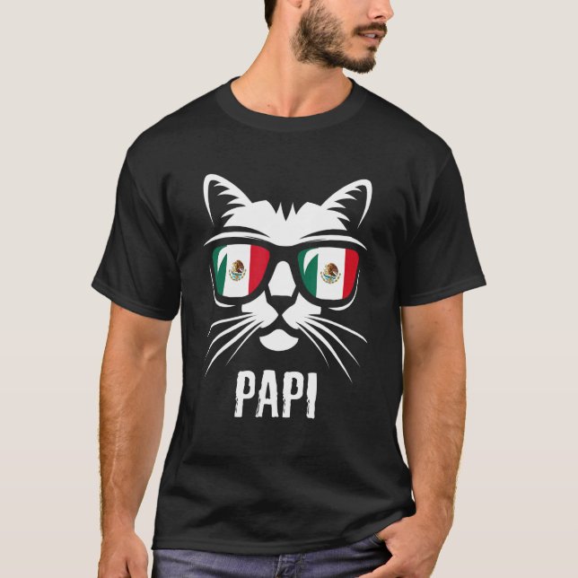 T-shirt Drapeau Mexique Daddy Chat Mexicain Dire (Devant)