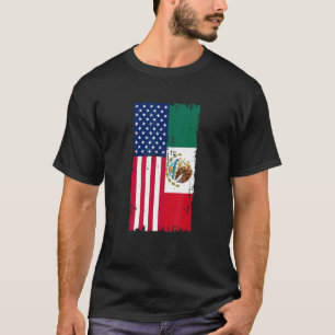 T-shirt Drapeau Mexique États-Unis Demi Américain Demi Mex