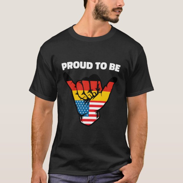 T-shirt Drapeau Mi-Allemand Et Demi-Américain Allemagne Us (Devant)