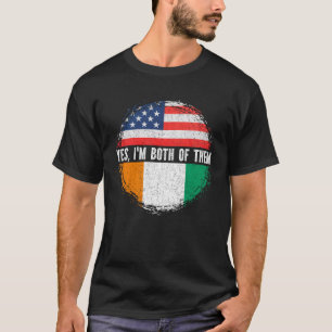 T-shirt Drapeau mi-américain demi-ivoirien USA Côte d Ivoi