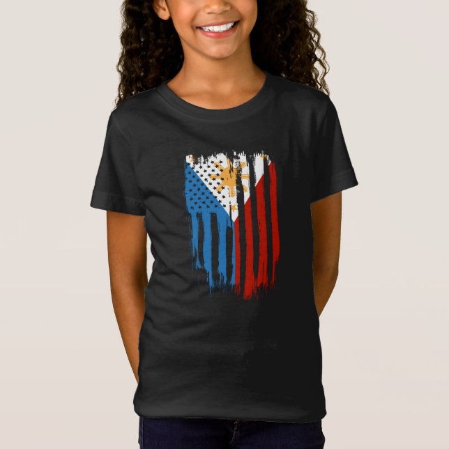 T-Shirt Drapeau mi-américain mi-philippin Philippines (Devant)