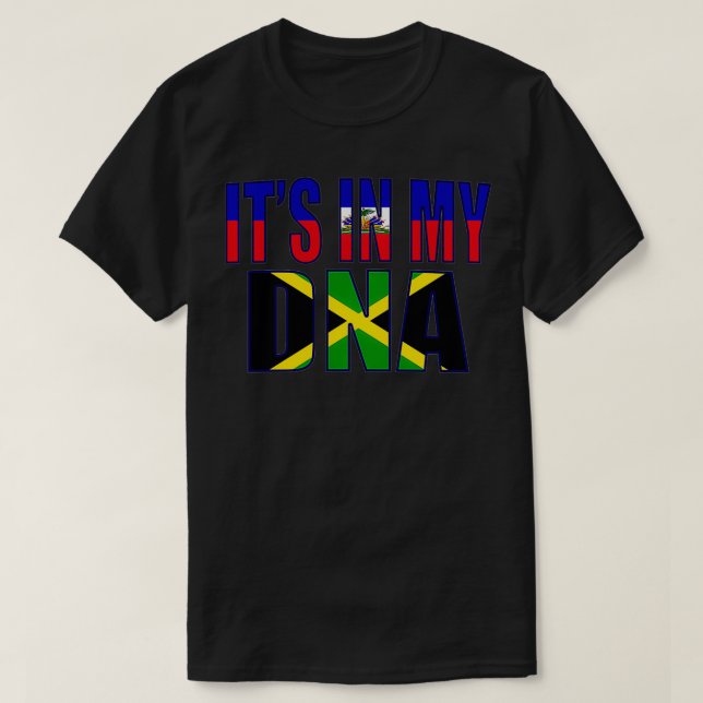 T-shirt Drapeau Mi Haïtien Et Jamaïcain Du Patrimoine De L (Design devant)