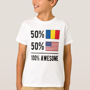 T-shirt Drapeau mi roumain mi-américain Roumanie USA