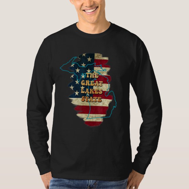 T-shirt Drapeau Michigan Mi Us (Devant)