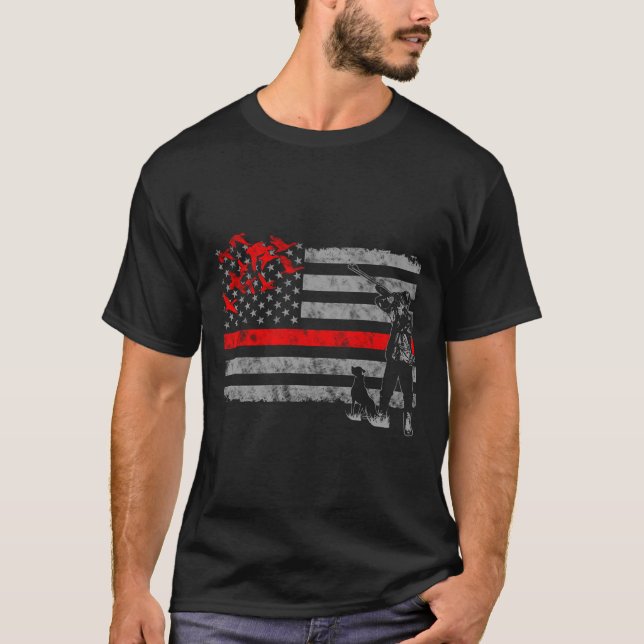 T-shirt Drapeau mince de chasse au canard de la ligne roug (Devant)