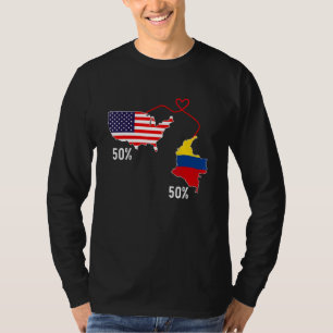 T-shirt Drapeau moitié américain moitié colombien combiné 